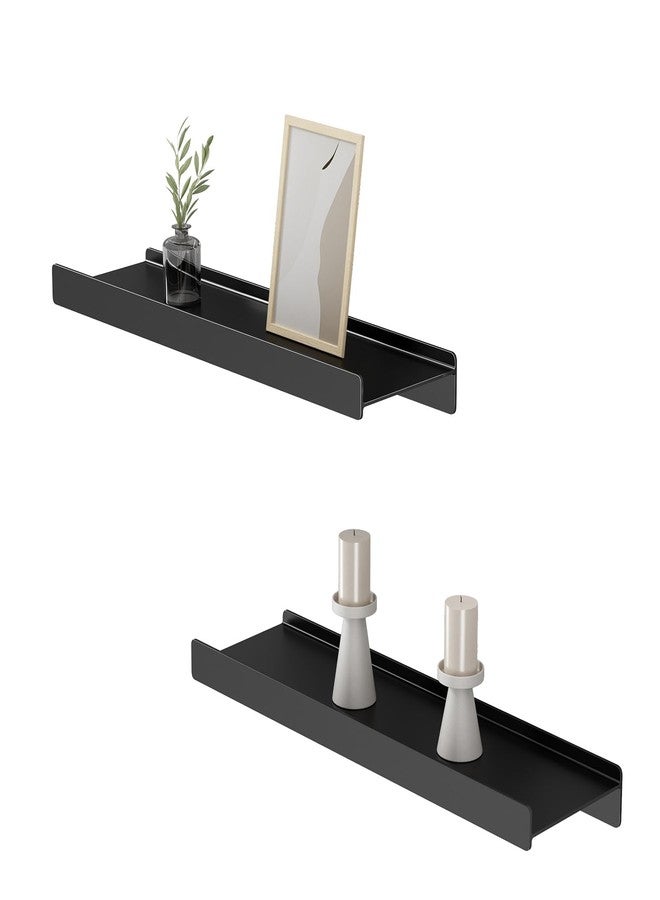 Danpoo Black Floating Shelves for Wall Metal Shelf Wall Mounted Shelves for Bathroom Small Shelves,16 inch - Image 1